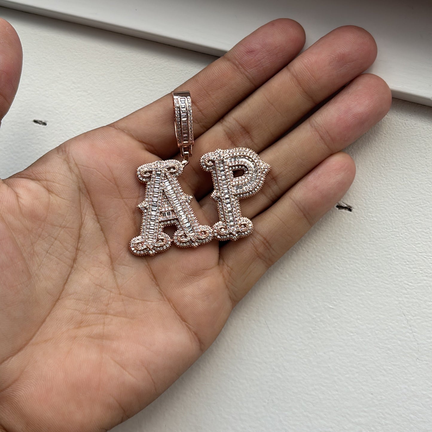 Custom 2 Letters Hanger + Ketting Goud