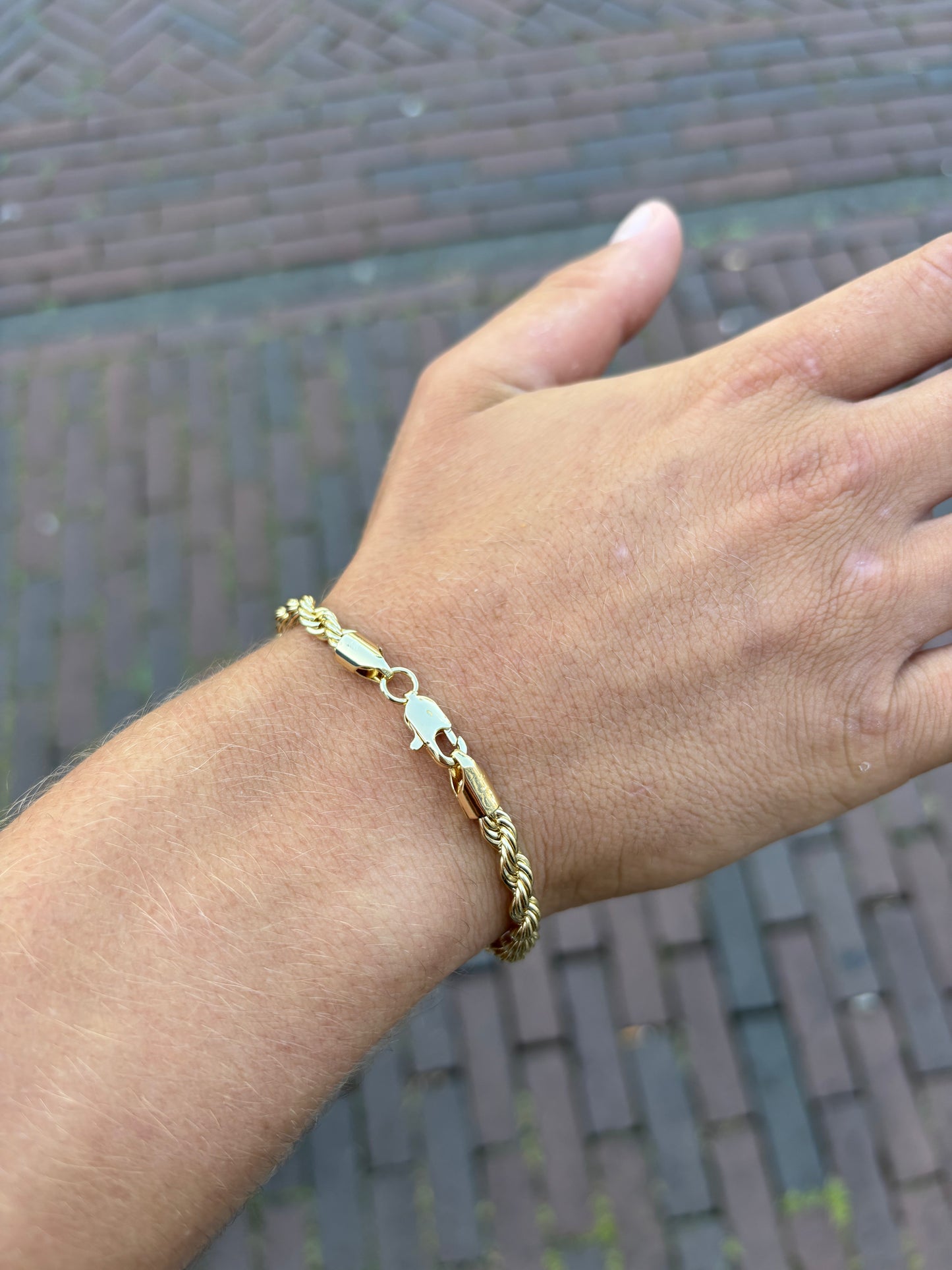 Rope armband Rvs 20cm - 18K Goud 5mm