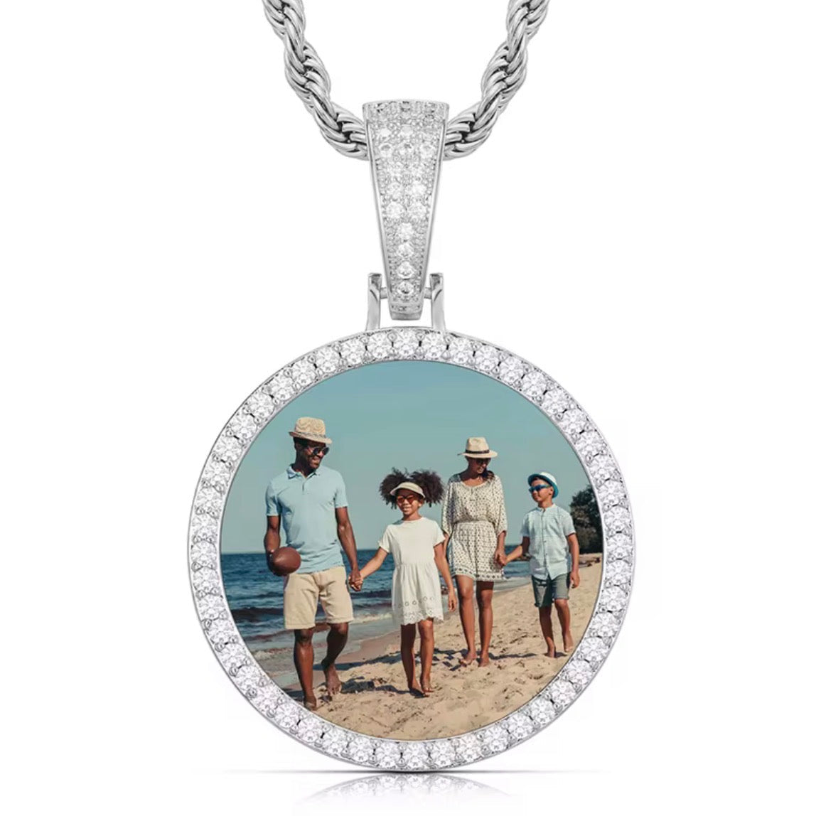 Custom foto hanger - S925 zilver VVS diamanten &