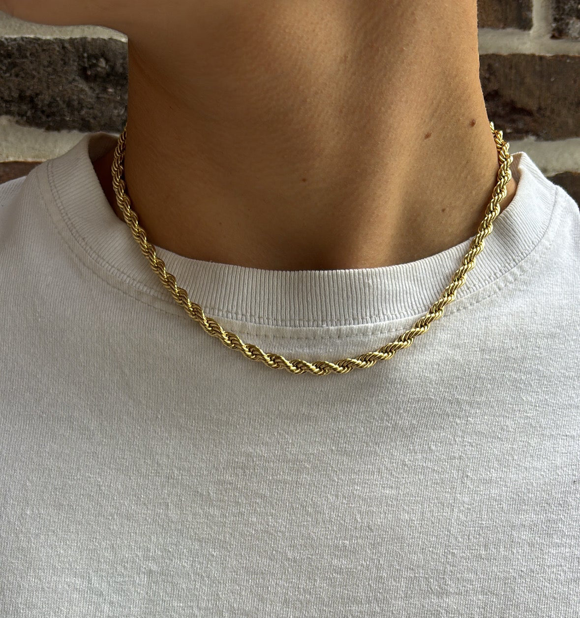 Rope Ketting Rvs 45cm - 14K Goud 5mm