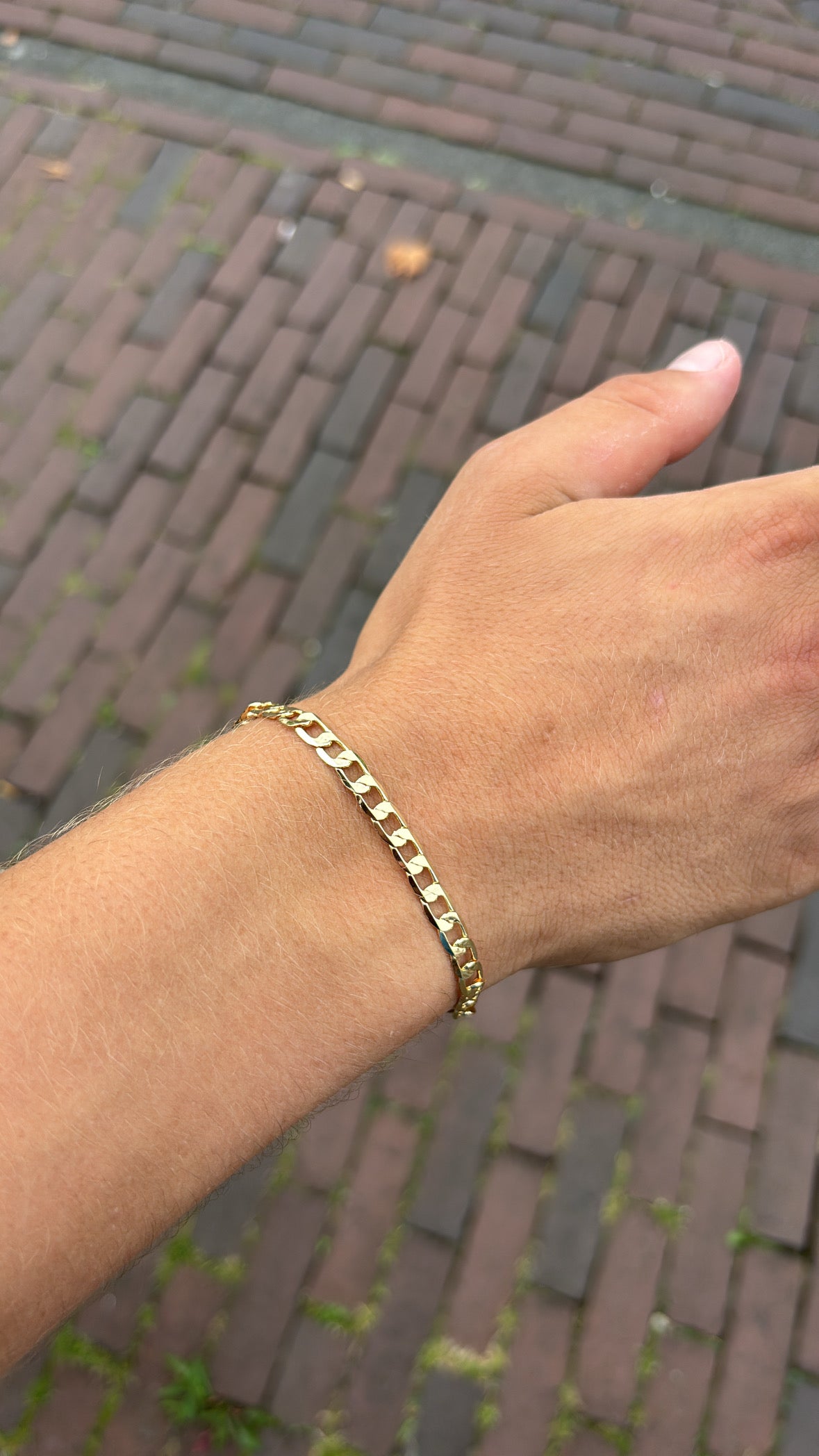 Schakelarmband Rvs 20cm - 18K Goud 4mm