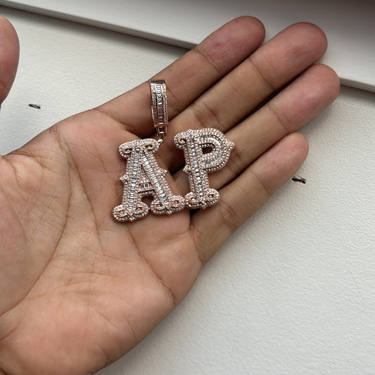 Custom 2 Letters Hanger + Ketting Goud