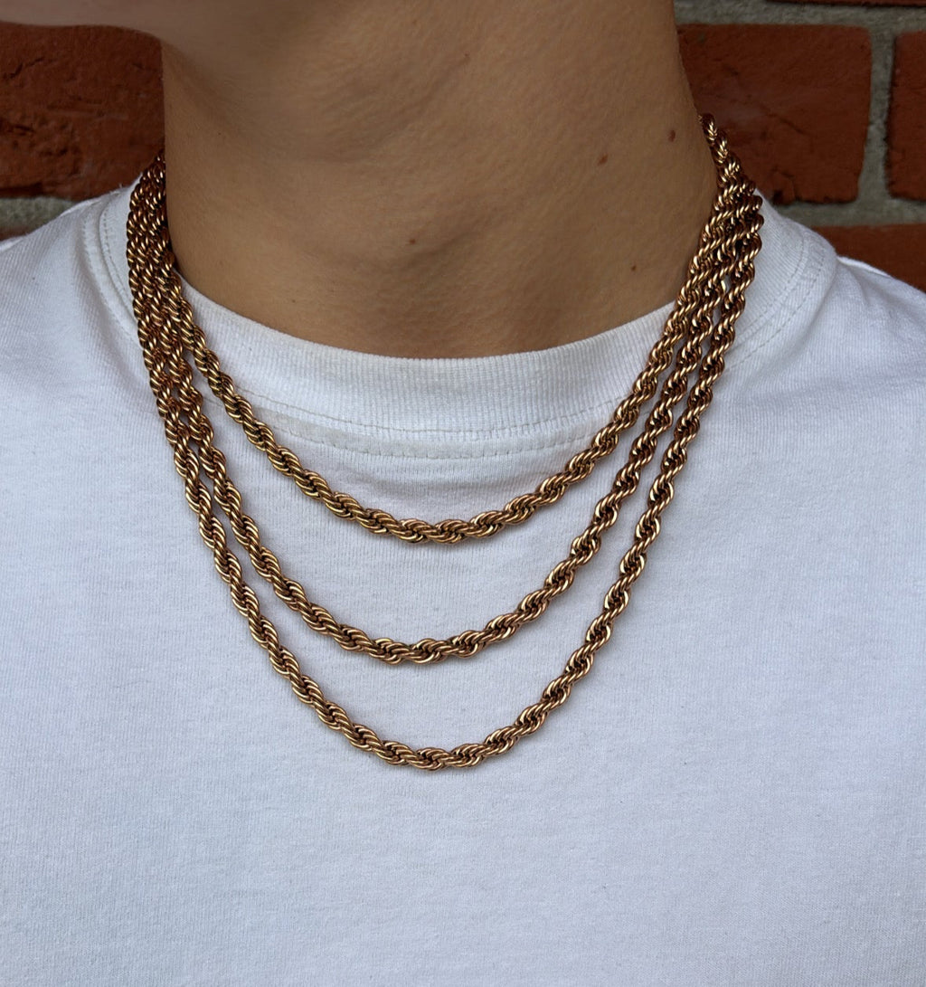 Rope Ketting Rvs 45cm - Rosé Goud 6mm