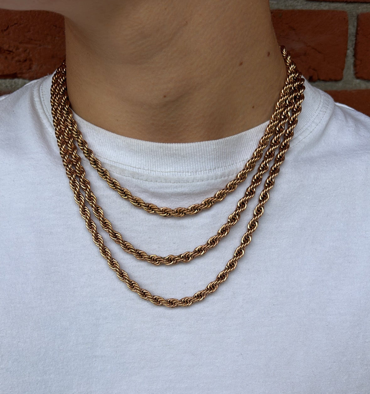 Rope Ketting Rvs 45cm - Rosé Goud 6mm