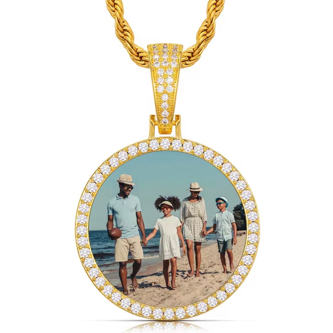 Custom foto hanger - 14k goud VVS diamanten