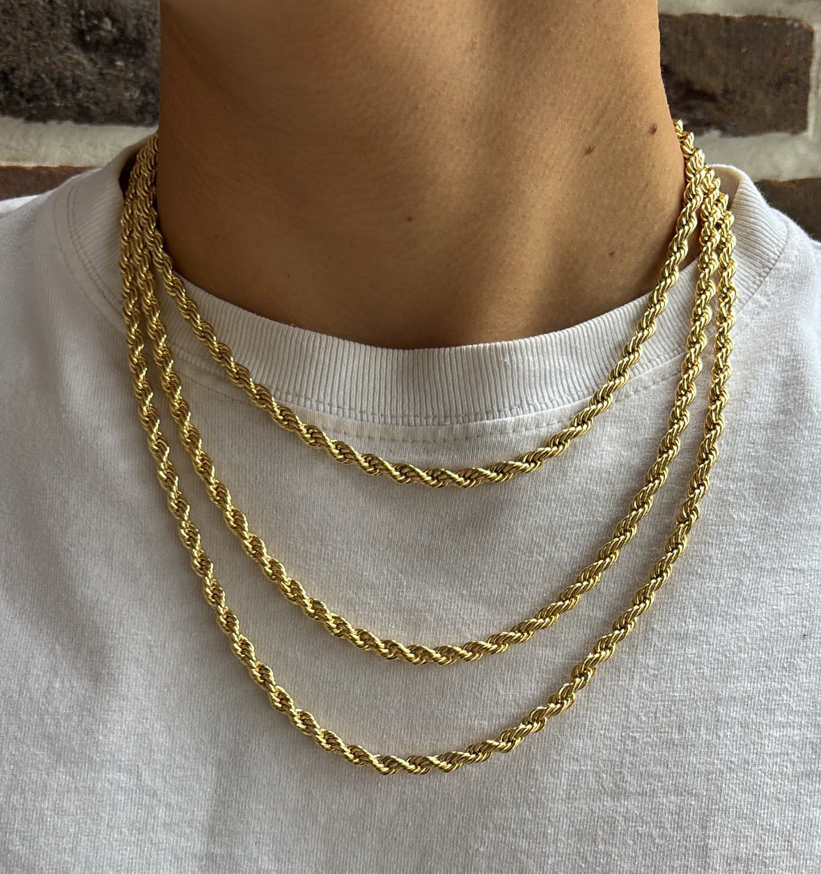 Rope Ketting Rvs 55cm - 14K Goud 5mm