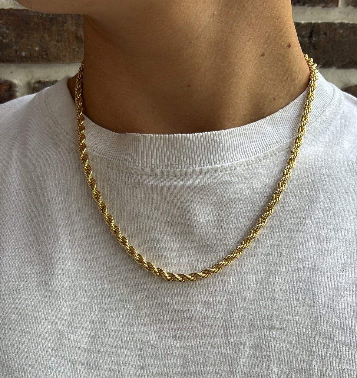 Rope Ketting Rvs 50cm - 14K Goud 5mm