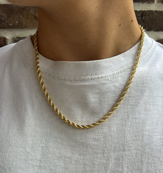 Rope Ketting Rvs 50cm - 18K Goud 5mm