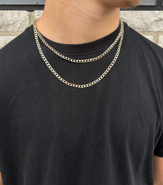 Schakelketting Rvs 55cm - 18K Goud 4mm