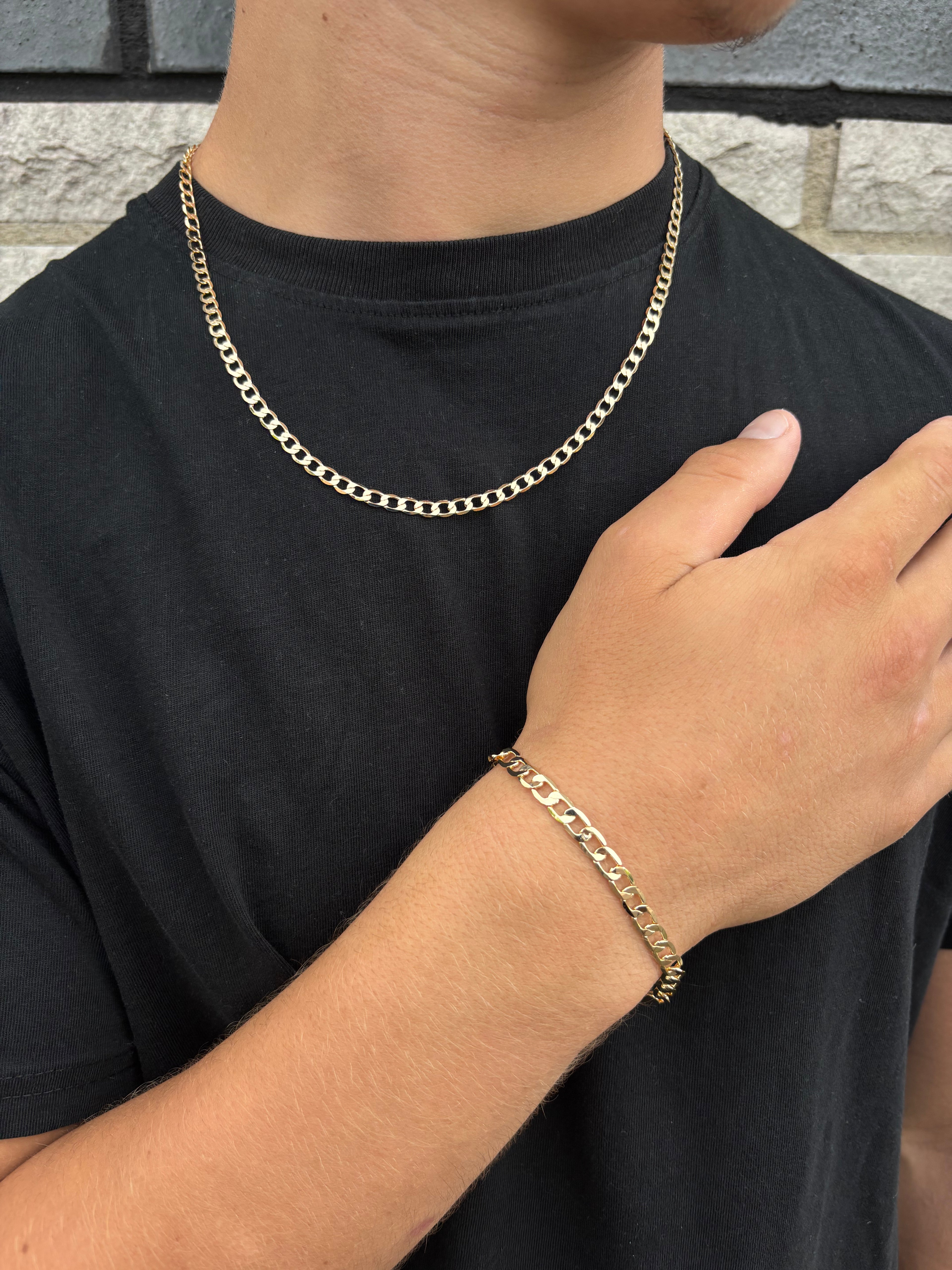 Set Armband 20cm + Ketting - 18K Goud 4mm