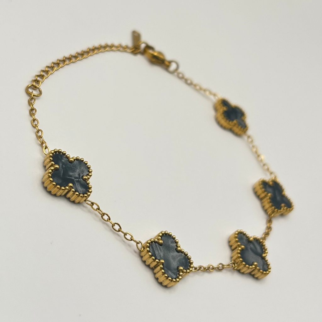 Klaver Armband Glanzend Zwart