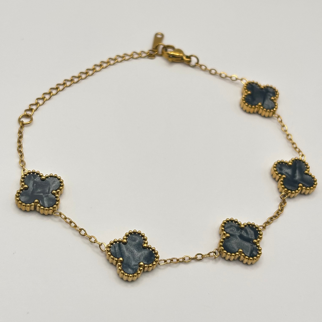 Klaver Armband Glanzend Zwart