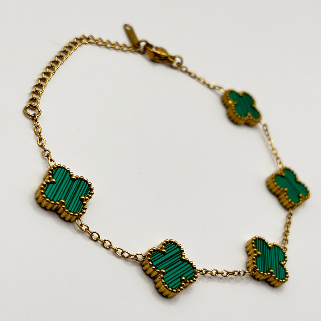 Klaver Armband Groen/Zwart