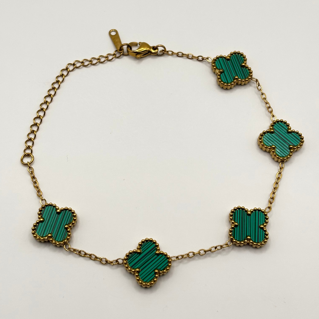 Klaver Armband Groen/Zwart