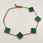 Klaver Armband Groen/Zwart