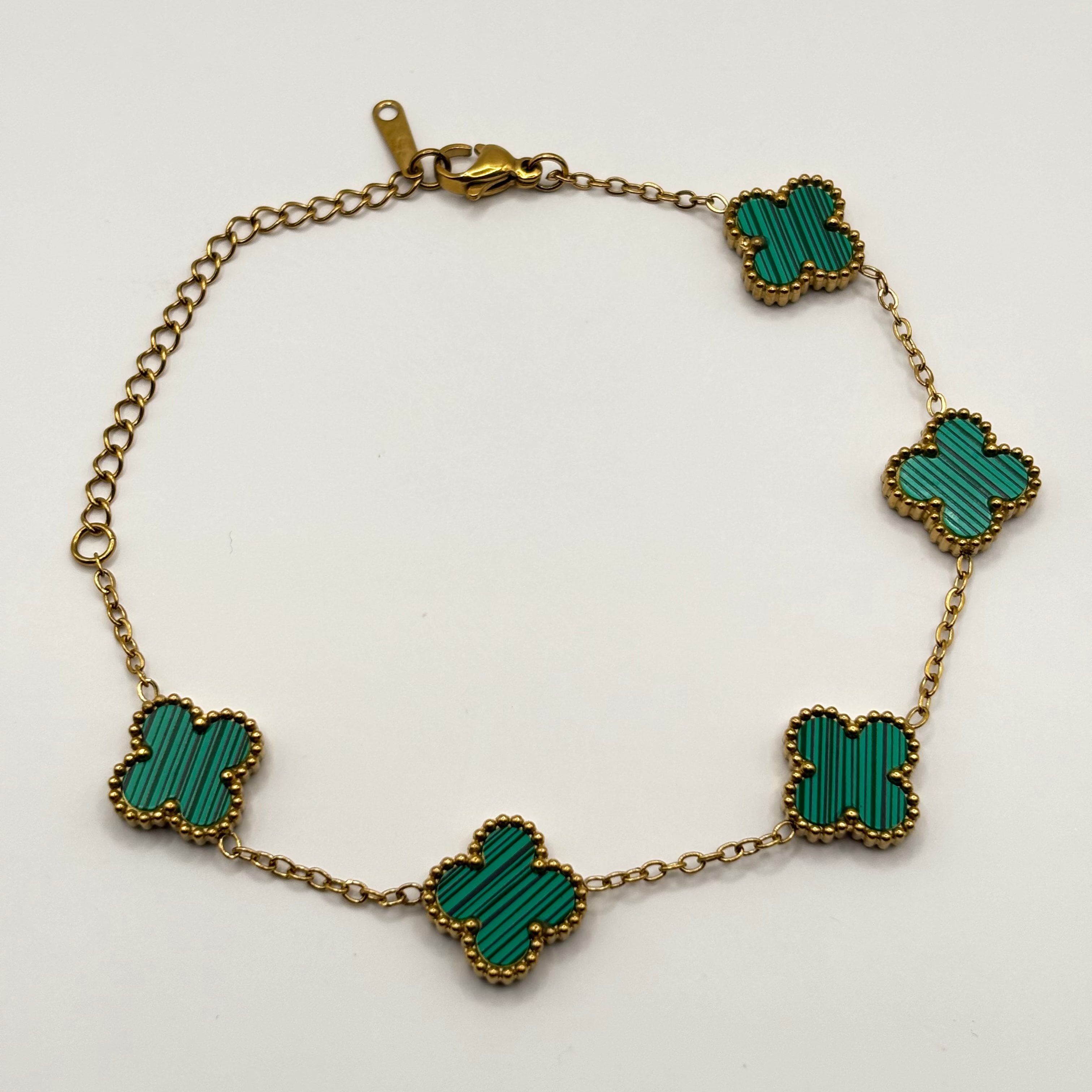 Klaver Armband Groen/Zwart