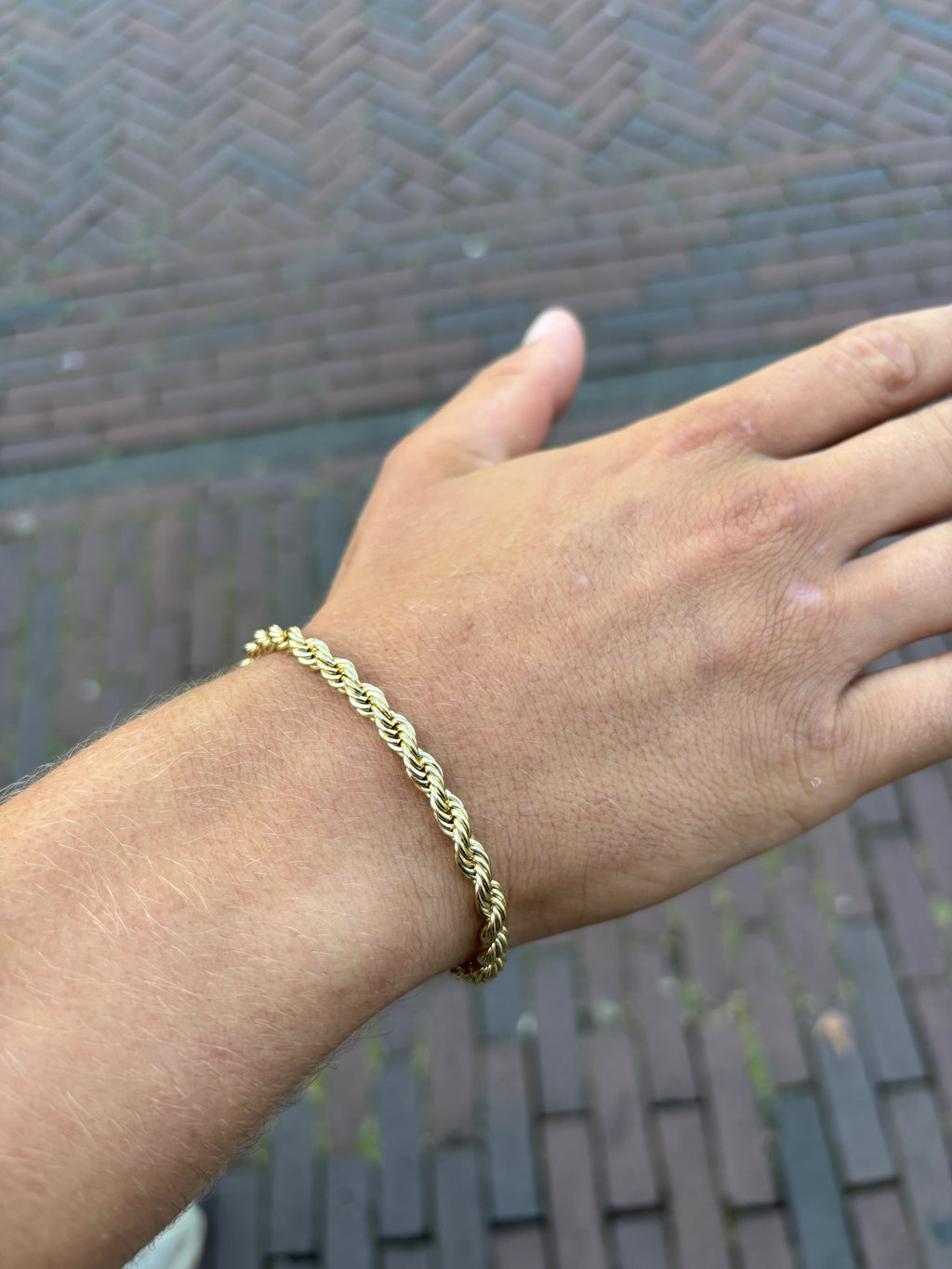 Rope armband Rvs 20cm - 18K Goud 5mm